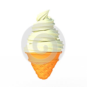 Vanilla soft serve ice cream on a white background