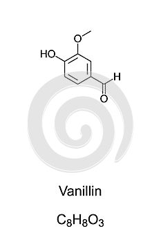 Vanillin, component of vanilla bean extract, chemical formula