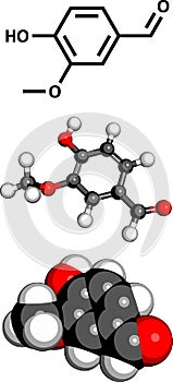 Vanillin vanilla extract molecule, chemical structure