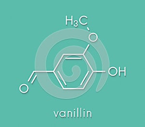 Vanillin vanilla extract molecule. Skeletal formula.