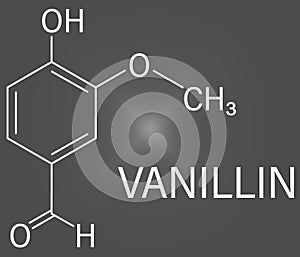 Vanillin vanilla extract molecule. Skeletal formula. Chemical structure
