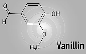 Vanillin vanilla extract molecule. Skeletal formula. Chemical structure