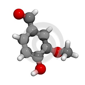 Vanillin (vanilla flavor) molecule, chemical structure