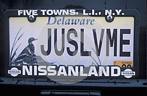 Vanity License Plate - Delaware