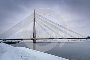 Vansu Bridge over Daugava River in Riga