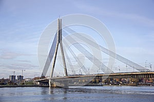 Vansu bridge over river Daugava Riga Latvia.