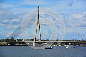 The Vansu Bridge in Riga is a cable-stayed bridge