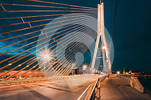 Vansu Bridge In Riga, Latvia. Shroud Bridge. Cable-Stayed Bridge