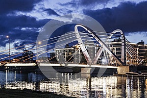 Vant bridge construction in the city at night architecture lights