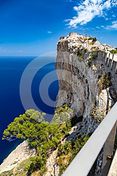 Vantage point with view at Mirador Es Colomer punta nau at cap formentor majorca mallorca. Balearic islands country of spain photo