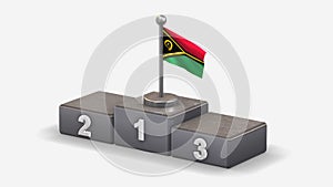 Vanuatu 3D waving flag illustration on winner podium.