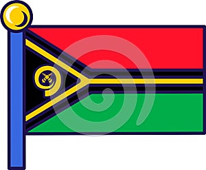 Vanuatu country nation flag on flagpole vector