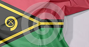 Vanuatu fabric flag crepe and crease with white space.
