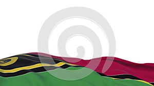 Vanuatu fabric flag waving on the wind loop. Vanuatsky embroidery stiched cloth banner swaying on the breeze. Half-filled white