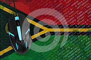 Vanuatu flag and computer mouse. Digital threat, illegal actions on the Internet