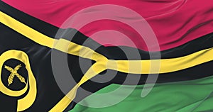 Vanuatu flag waving at wind in slow with blue sky, loop