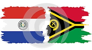 Vanuatu and Paraguay grunge flags connection vector