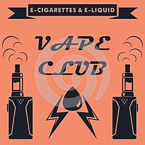 Vape club emblem design. Vape e-cigarette logo. Vector illustration.