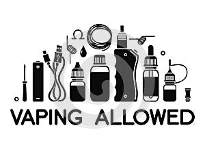 Vape icons set of vape and accessories