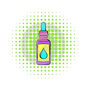 Vape juice bottle icon, comics style