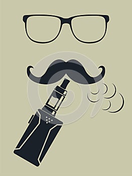 Vape logo. Hipster smoking vaporizer. Vector