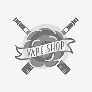 Vape shop badge, logo or symbol design concept isolated on white background.