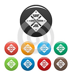 Vape shop icons set color