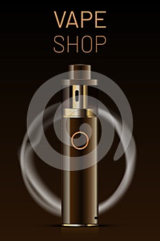 Vape shop logo with smoke ring on dark background