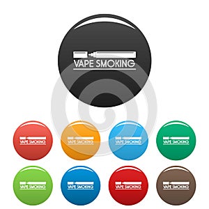 Vape smoking icons set color