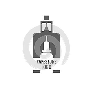 Vape store logo template design. E-cigarette and e-liquid bottle stamp or T-shirt print.