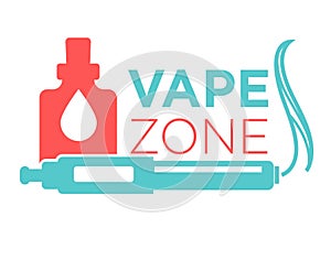 Vape zone start vaping logo isolated on white. Vape e-cigarette