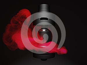Vaping atomizer with colored redvape. 3d render