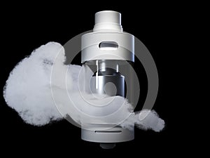 Vaping atomizer wrapped with white vape isolated. 3d render