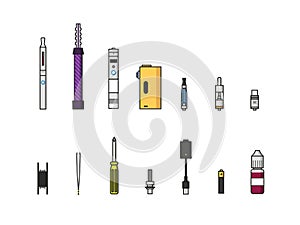Vaping colored icon set