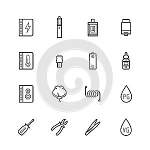 Vaping Devices and Accessories Icon Set