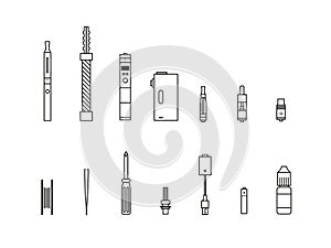 Vaping outline icon set