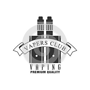 Vaping Premium Quality Vapers Club Monochrome Stamp For A Place To Smoke Vector Design Template
