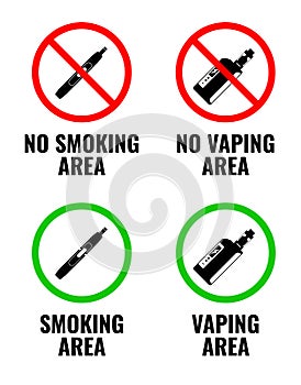 Vaping and smoking prohibition signs.