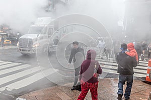 Vapor from street underground in NYC