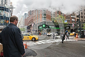 Vapor from street underground in NYC