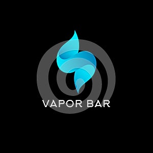 Vaporizer Bar Logo. Blue abstract smoke icon. Vape shop logo.