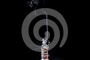 Vaporizer tank with small cloud of steam