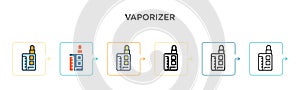 Vaporizer vector icon in 6 different modern styles. Black, two colored vaporizer icons designed in filled, outline, line and