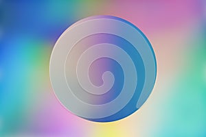 Vaporwave abstract holographic background with pastel coloured circle