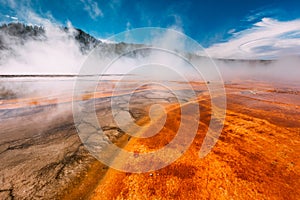 Vapour from Grand Prismatic Spring, Prism of light, Yellowstone National Park, Wyoming