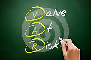 VaR - Value at Risk acronym, business concept background