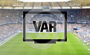 VAR, Video Assistant Referee icon, or VAR sign for soccer or football