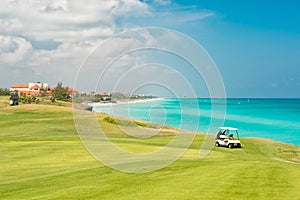 Varadero beach in Cuba with the golf course