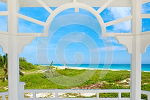 Varadero beach in Cuba seen from the balcony of a nearby house