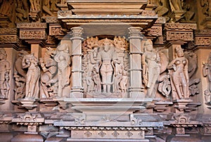 Varaha avatar of Vishnu sculpture inside of temple in Khajuraho, Madhya Pradesh in India